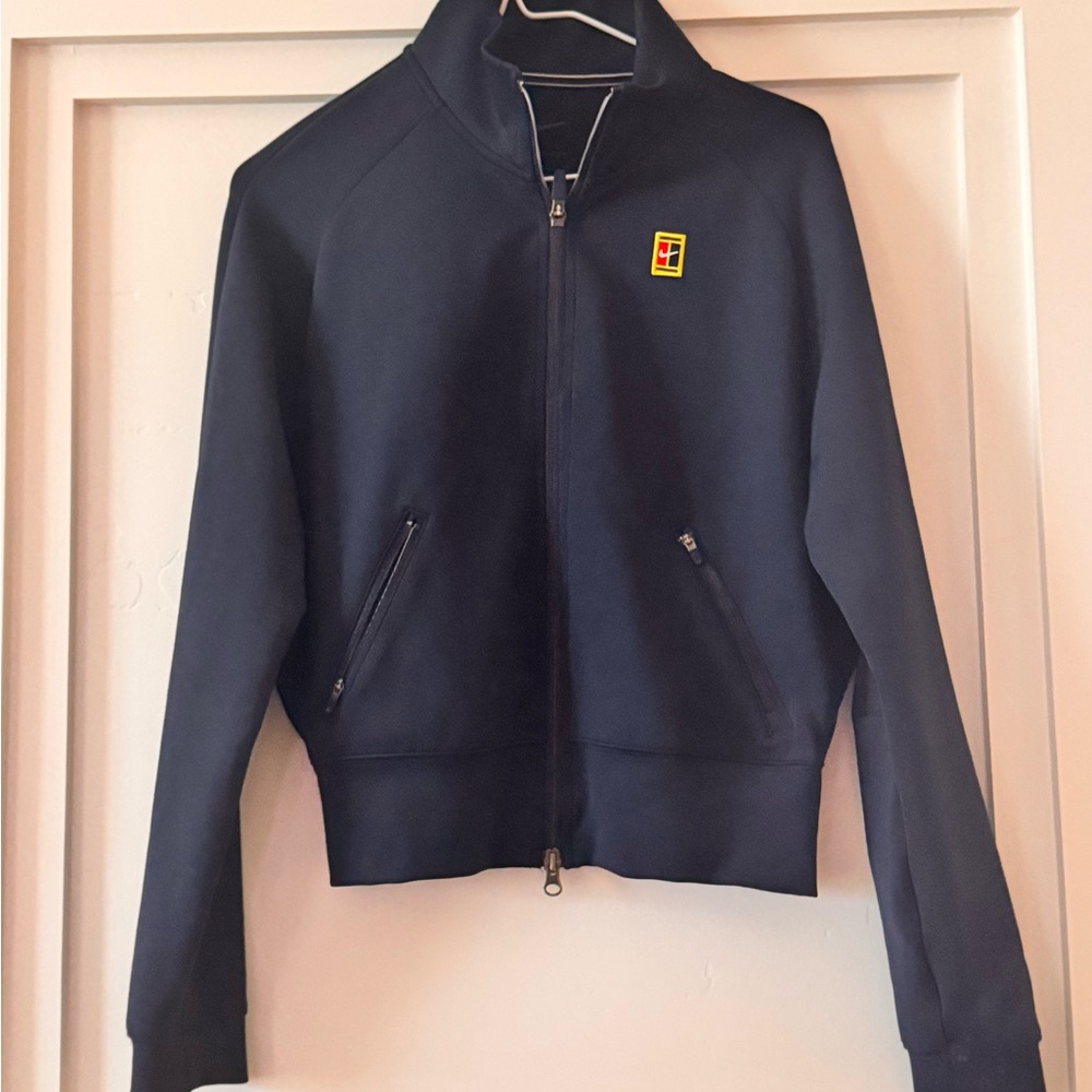 Nike Heritage Court Jacket Womens Small Tennis Navy Blue Full Zip